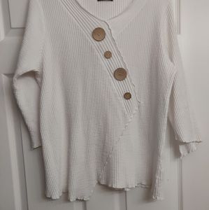 Fenini women's ribbed 100% cotton tunic in white